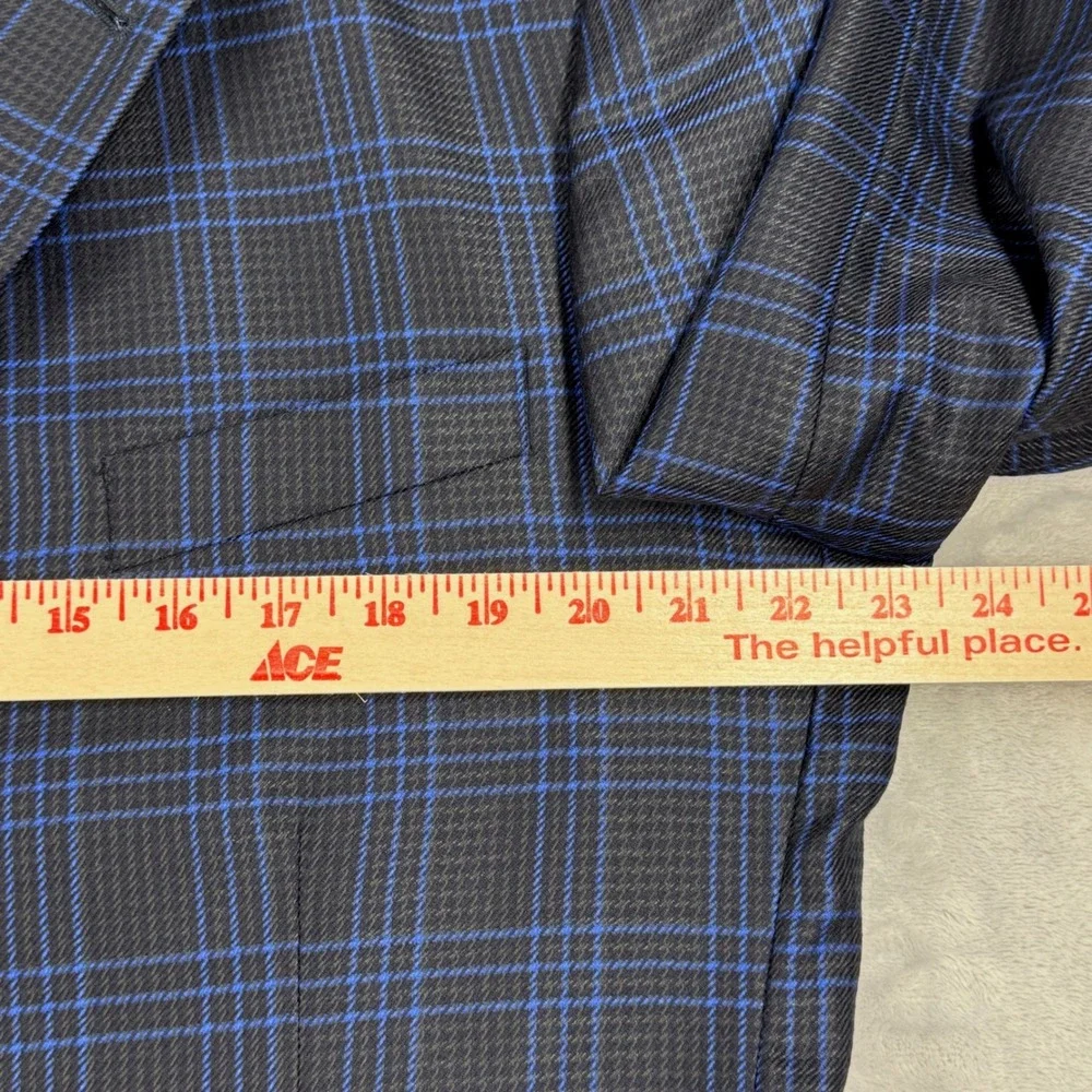 EXTREMA ZANETTI Zegna Blazer 44R US 54R IT Blue Windowpane Plaid Super 120s Wool